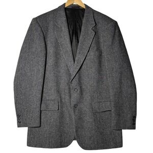 Barrington‎ Mens 44L Gray Herringbone Wool Blazer Sport Coat Made in Bulgaria
